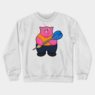 Pig as Dart player with Darts Crewneck Sweatshirt